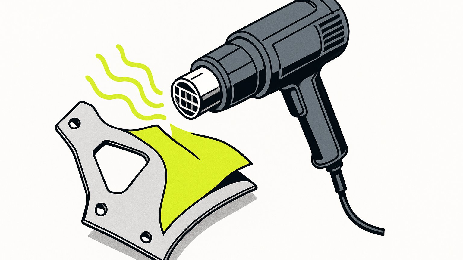 Прогрев краёв феном